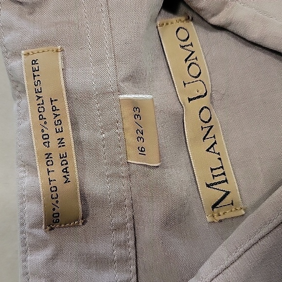 Milano Oumo, Beige / Tan Button Down Shirt, Size 16, 32/33, Gently Used. - Picture 9 of 9